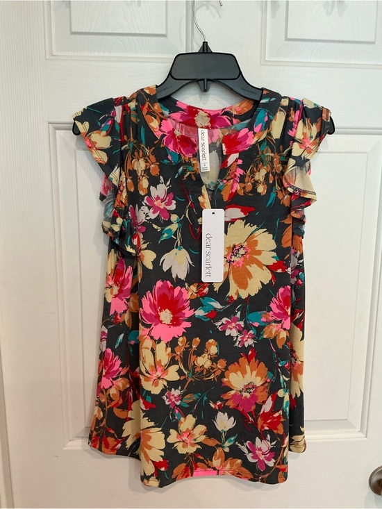 Dear Scarlett Tops - dear scarlett Black Floral Ruffle Sleeve Blouse